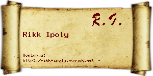 Rikk Ipoly névjegykártya